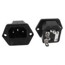 5 Pcs 250V 10A 3P IEC C14 Power Inlet Socket Receptacle Screw Type w Fuse Holder