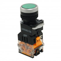 Green Sign Momentary Push Button Switch w 220V Lamp Light 1 NO 1 NC 10A 660V AC