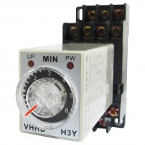 AC 220V 0-6 Minute 6m Timer Power On Delay Time Relay 14 Pin H3Y-4 + Socket