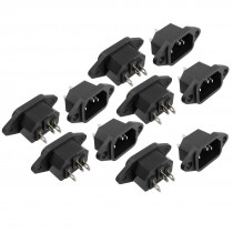 10 Pcs AC 250V 10A 3 Pins IEC C14 Power Inlet Socket Black
