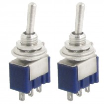 2 Pcs AC 125V 6A Amps ON/ON 2 Position 3 Pins SPDT Mini Toggle Switch