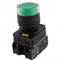 1NO 1NC Contact Momentary Action Electric Green LED Indicator Push Button Switch