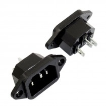 10 Pcs AC 250V 10A Flat Head 3P C14 Male Plug Power Inlet Socket Adapter Black