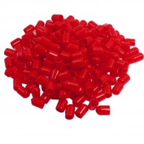 200 Pcs 14mm Height 8mm Inner Dia Round Tip Red PVC Insulated End Caps