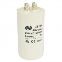 45uF 50/60HZ 450VAC CBB60 Motor Running Capacitor White for Washing Machine