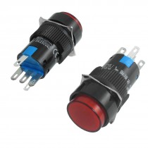 2 x 5P Latching 1NO 1NC Red Neon Light Round Push Button Switch 12V