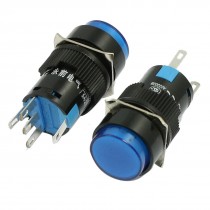 2 Pcs Blue Light Round Cap 1NO 1NC Momentary Push Button Switch DC 24V