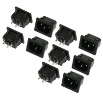10 x AC 250V 10A IEC320 C14 3Pin Male Power Plug Black
