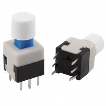 10 Pcs PCB Tact Tactile Push Button Switch Self Lock 8 x 8mm x 14mm 6 Pin w Cap