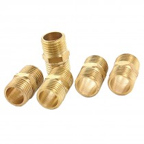 5 Pcs Gold Tone 1/2" Male Thread Pneumatic Pipe Adapter