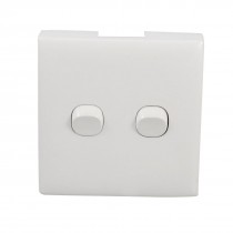 Home White Plastic Shell 2 Gang Wall Panel Switch AC 250V 10A