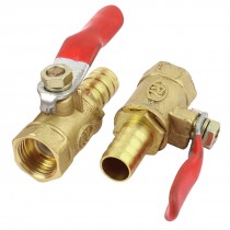2pcs 1 4BSP Female Thread to 10mm Hose Barb Red Lever Handle Brass Ball Valve