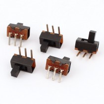 5 Pcs 3 Pins PCB Mounted 2 Positions SPDT Latching Vertical Slide Switch on Off