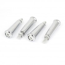 4pcs Universal 10mm M10 Male Thread Metal Revolving Handle Grip Silver Tone