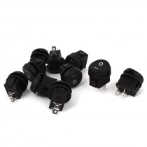 AC 250V 6A 125V 10A 2 Pins SPST on Off 2 Positions Rocker Switch Black 10pcs