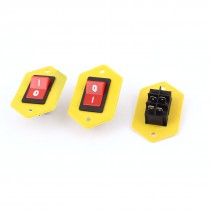3 Pcs HJ3 6A 4 Pin Terminal DPST on Off Panel Rocker Switch for Power Tool