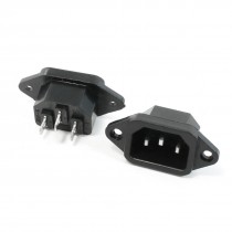 2 x 250V 10A Black Plastic C14 3 Pins Power Supply Plug Adapter