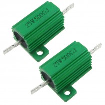 2 Pcs Green Aluminum Housed Wirewound Resistors 25W 500 Ohm 5%