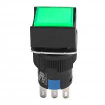 AC 3A/250V DC 5A/30V Green Square Self Locking Pushbutton Switch
