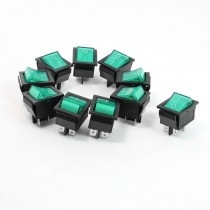 Green Neon Light DPST ON/OFF Snap in Rocker Switch AC 10A 250V/20A 125V 10 Pcs