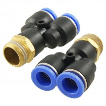 2 Pcs 1 2" Thread to 12mm Push in Y Shape Air Pneumatic Quick Fittings