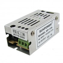 AC 110/220V DC 12V 1A 12W Power Supply Adapter Silver Tone for LED Strip Light