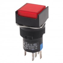 DC 24V Red Neon Light Square 1NO 1NC Self Locking Push Button Switch