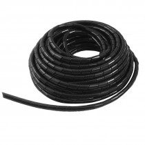 Black 8mm Outside Dia 12M Polyethylene Spiral Cable Wire Wrap Tube