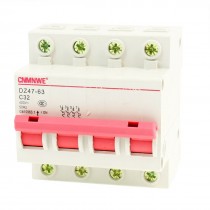 DZ47-63 C32 32A 400VAC 6000A Breaking Capacity 4 Poles Circuit Breaker
