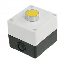 AC 240V 3A Yellow Sign Flat Momentary Push Button Switch Station Box 1 NO N/O