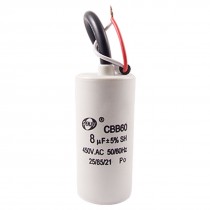 AC 450V 8uF 5% CBB60 Wire Lead Non Polar Round Motor Run Capacitor