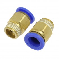 2 Pcs 3 8" PT Thread Air Quick Coupler Straight Brass Connector for 12mm Tube
