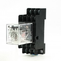 MY4J AC36V Coil 5A 240V AC 28V DC 35mm DIN Rail Power Relay 14 Pin 4PDT w Socket