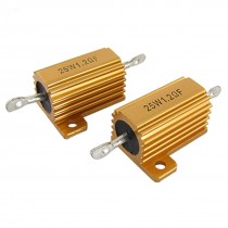 2 Pcs Gold Tone 25W 1.2 Ohm 1% Aluminum Case Resistors