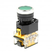 AC 380V 10A 22mm Thread 1NO 1NC DPST Green Momentary Push Button Switch
