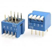 10 Pcs 2.54mm Pitch 4 Position Piano Type DIP Switch Blue