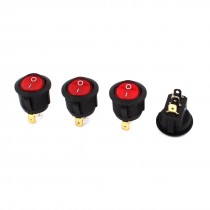 4pcs SPST on Off 3 Pins Round Button Boat Rocker Switch AC 250V 6A 125V 10A