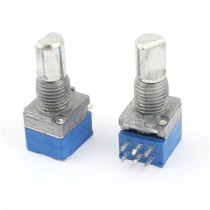 2pcs Volume Control Single Linear Type B Knurled Shaft Potentiometer 10K Ohm