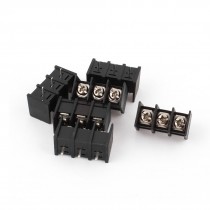 6pcs 300V 20A 3 Pins Single Row 3 Screw Terminal Barrier Block Black