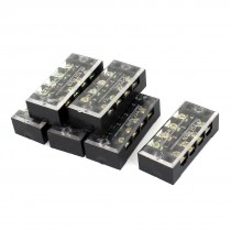 TB 2504 600V 25A 4 Position Covered Screw Terminal Barrier Block Strip 6 Pcs