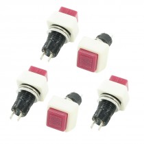 5 Pcs Red Self Lock Dash Off on Push Button Car Switch AC 3A 125V 1A 250V