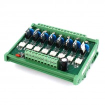 AC 0-250V 8 CH 35mm 15mm Mounted PLC Relay Output PCB Circuit Board Module Green