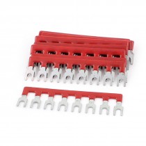 12 Pcs TB2508 8 Positions Pre Insulated Fork Terminal Barrier Strip Red 400V 10A
