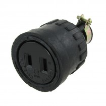 WJ7215B 2 Pin Black Electrical Rubber Socket AC 125V 15A