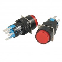 2 Pcs Momentary Type 3 Pin Panel Mount Red Cap Lamp Push Button Switch