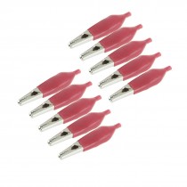 10 Pcs Electric Test Lead Alligator Clips 57mm Long w Red Boot