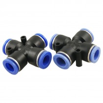12mm 4 Way Cross Union Pneumatic Tube Push in Quick Fittings Connector 2 Pcs
