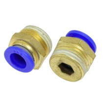 2 Pcs 1 2" Thread Air Quick Coupler Straight Brass Connector for 10mm Tube