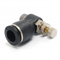 10mm Dia Tube Pneumatic Air Flow Speed Controller Black Silver Tone