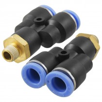 2 Pcs Pneumatic 1/8" Thread 10mm Push In Y Shape Quick Connector